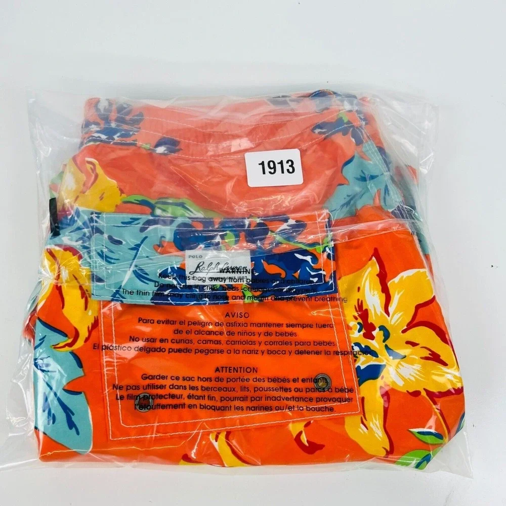 Polo By Ralph Lauren Swim Trunks Shorts Men Orange Drawstring Polyester‎ M